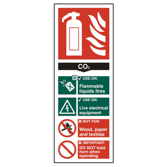 CO2 Fire Extinguisher Self Adhesive Sign - 75 x 200mm(SI-1372)