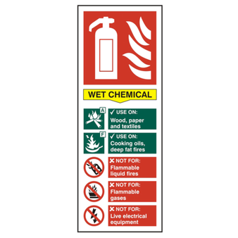 Wet Chemical Extinguisher Self Adhesive Sign - 75 x 200mm(SI-1374)