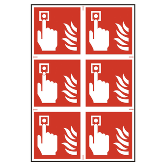 Fire Alarm Self Adhesive Sign (6 Pack) - 100 x 100mm(SI-1460)