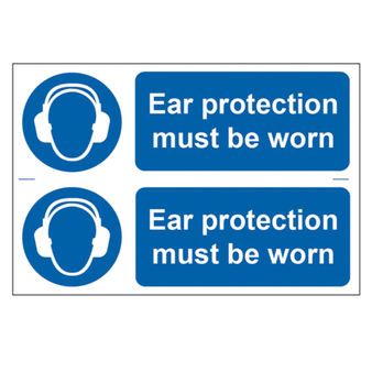 Ear Protection PPE Self Adhesive Sign Twin Pack - 300 x 100mm(SI-0026)