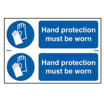 Hand Protection PPE Self Adhesive Sign Twin Pack - 300 x 100mm(SI-0004)