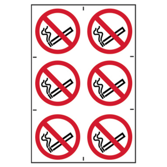 No Smoking Self Adhesive Sign (6 Pack) - 100 x 100mm(SI-0553)