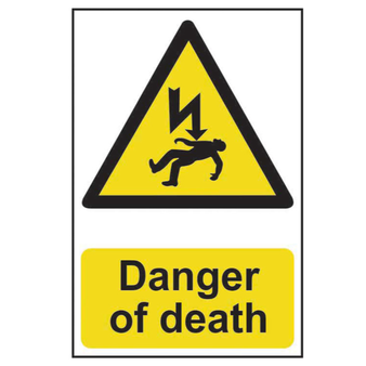 Electricity Danger of Death Self Adhesive Sign - 200 x 300mm(SI-0753)