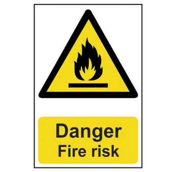 Danger Fire Risk Self Adhesive Sign - 200 x 300mm(SI-0900)