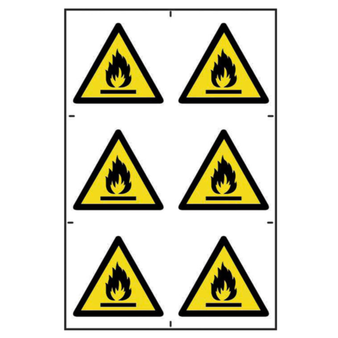 Danger Fire Risk Self Adhesive Sign (6 Pack) - 100 x 100mm(SI-0802)