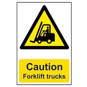 Caution Forklift Trucks Self Adhesive Sign - 200 x 300mm(SI-0957)