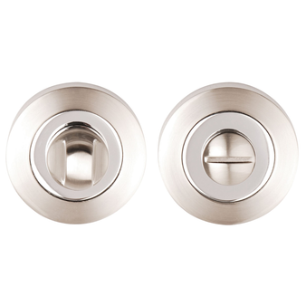 Dale Hardware Round Turn & Release Bathroom Lock - Satin Nickel & Polished Chrome Dual Finish (DH003622)