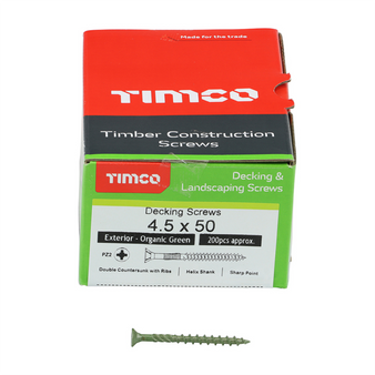 Timco Double Countersunk Decking Screws (Green) - 4.5 x 50mm (200 Pack Box) (50TDECK)