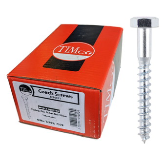 Timco Hex Head Coach Screws (Silver) - 6 x 40mm (200 Pack Box) (0640CSC)