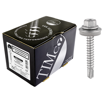 Timco Self Drilling Hex Head Roofing Screws with EPDM Washers for Light Section Steel (Silver) - 5.5 x 25mm (100 Pack Box) (L25W16B)