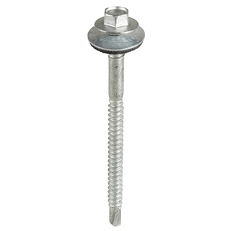 Timco Self Drilling Hex Head Roofing Screws with EPDM Washers for Steel / Composute Panel (Silver) - 5.5/6.3 x 98mm (100 Pack Box) (LH98W16B)