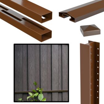 DuraPost Vento Composite Fence Board & Steel Post Bundle - 1500mm x 1830mm (Brown & Sepia Brown) (BVCFBPB15BB)