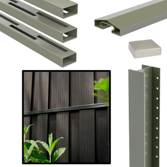 DuraPost Vento Composite Fence Board & Steel Post Bundle - 1800 x 1830mm (Grey & Olive Grey) (BVCFBPB18AG)