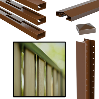 DuraPost Vento Composite Fence Board & Steel Post Bundle - 1800 x 1830mm (Natural & Sepia Brown) (BVCFBPB18GB)