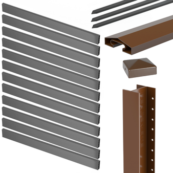 DuraPost Composite Fence Board & Steel Post Bundle - 1800 x 1830mm (Anthracite Grey & Sepia Brown) (BCFBPB1818AB)