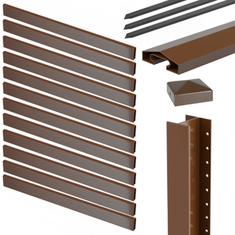 DuraPost Composite Fence Board & Steel Post Bundle - 1800 x 1830mm (Sepia Brown) (BCFBPB1818BB)