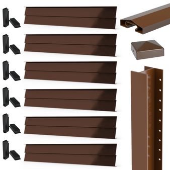 DuraPost Composite Fence Z Board & Steel Post Bundle - 1800 x 1830mm (Sepia Brown) (BZFBPB1818BB)