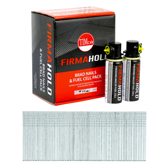 Timco FirmaHold Collated 16 Gauge Straight Galvanised Brad Nails - Box of 2000, 19mm Nails with 2 Fuel Cells (BG1619G)