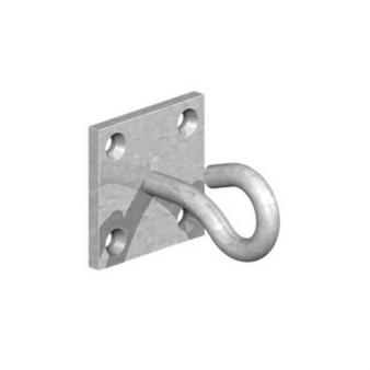 Galvanised Steel Hook on Plate for Wire Rope & Chain - 50 x 50mm (40 Pack) (B2440501 x 4)