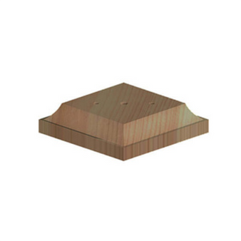 Brown Treated Wood Square Finial Base for 3" Posts - 126 x 126 x 23mm (B727100B)