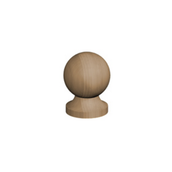 Brown Treated Wood Ball & Collar Finial for 2" Posts - 90 x 90 x 120mm (B720050B)