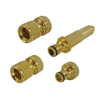 Faithfull Brass Nozzle & Fittings 4 Piece Kit - 12.5mm (FAIHOSESET4)