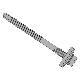 ForgeFix TechFast Composite Panel to Steel Hex Head Screws with 16mm Washers (No.3 Tip) - 5.5 x 105mm (100 Pack Box) (FORTFHW5105L)