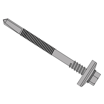 ForgeFix TechFast Composite Panel to Steel Hex Head Screws with 16mm Washers (No.5 Tip) - 5.5 x 150mm (100 Pack Box) (FORTFHW5150H)