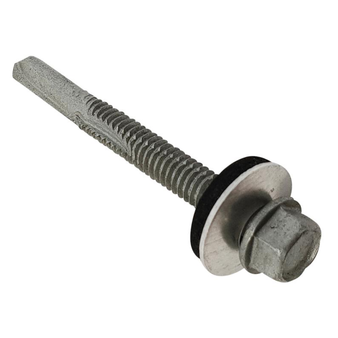 ForgeFix TechFast Metal Roofing Panel to Steel Hex Head Screws & Washer (No.5 Tip) - 5.5 x 50mm (100 Pack Box) (FORTFHW5550H)