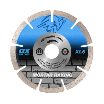 OX Tools Spectrum Trade XL Mortar Raking Diamond Blade - 115/22.23mm (XL6-115/22)