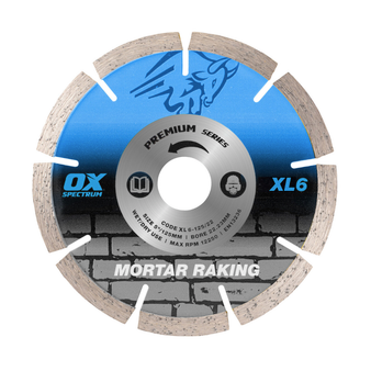OX Tools Spectrum Trade XL Mortar Raking Diamond Blade - 125/22.23mm (XL6-125/22)