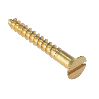 ForgeFix Slotted Countersunk Wood Screws (Solid Brass) - 38 x 4mm (200 Pack Box) (FORCSK1128B)