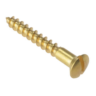 ForgeFix Single Thread Slotted Raised Head Wood Screws (Solid Brass) - 38 x 4mm (200 Pack Box) (FORRAH1128BR)