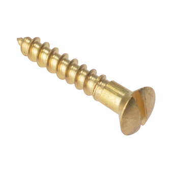 ForgeFix Single Thread Slotted Raised Head Wood Screws (Solid Brass) - 25 x 4mm (200 Pack Box) (FORRAH18BR)