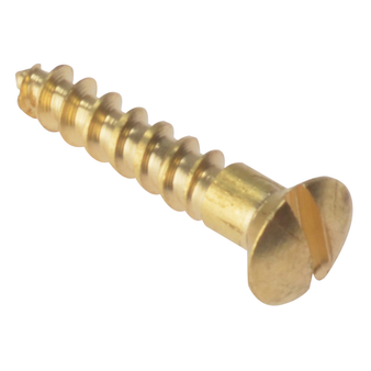 ForgeFix Single Thread Slotted Raised Head Wood Screws (Solid Brass) - 16 x 3.5mm (200 Pack Box) (FORRAH586BR)