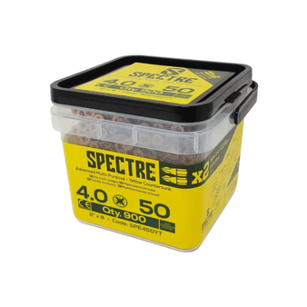 ForgeFix Spectre Advanced Countersunk Wood Screws (Zinc Yellow Passivated) - 4.0 x 50mm (900 Pack Tub) (SPE450YT)