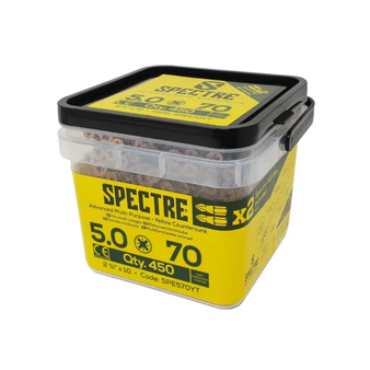 ForgeFix Spectre Advanced Countersunk Wood Screws (Zinc Yellow Passivated) - 5.0 x 70mm (450 Pack Tub) (SPE570YT)