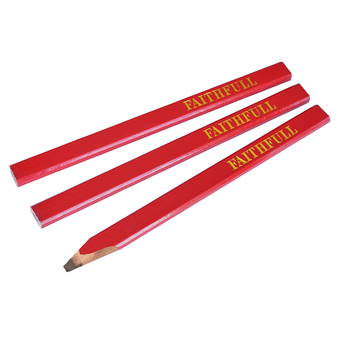 Faithfull Medium Red Carpenter's Pencils (3 Pack) (FAICPR)