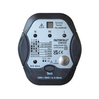 Faithfull Socket Polarity Tester with RCD Test Function (FAIDETSOCRCD)
