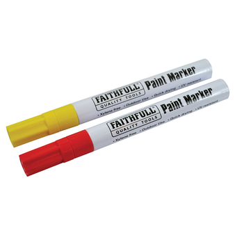 Faithfull Paint Marker Pen (Yellow & Red) (2 Pack) (FAIPMYELRED)