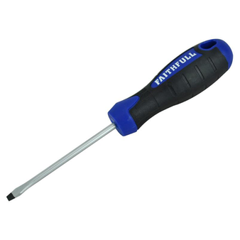 Faithfull Flared Slotted Screwdriver with Soft Grip - 4.0 x 75mm (FAISDF75)