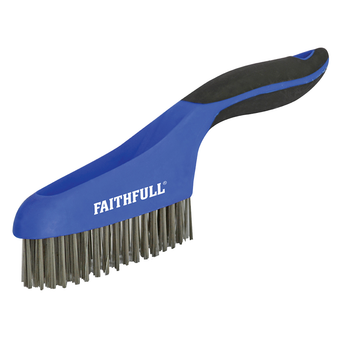 Faithfull Stainless Steel Scratch Brush with Soft Grip - 4 x 16 Row (FAISB164SS)