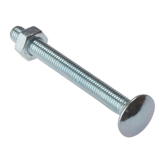 ForgeFix Domed Head Carriage Bolt & Nut (Zinc Plated) - M12 x 180mm (5 Pack Bag) (FORCB12180G)
