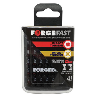 ForgeFix ForgeFast Pozi and TORX Impact Driver Bit Set (31 Piece) (FORFFBSPZT31)