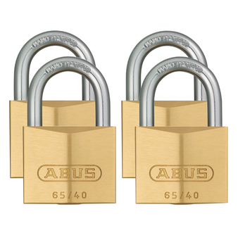 Abus Medium Security Brass Padlock Quad Pack - 40mm (65/40) (ABU6540QPK)