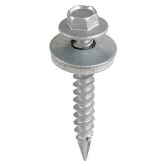 Timco Slash Point Sheet Metal to Timber Screws Exterior Silver with EPDM Washer - 6.3 x 25 (100 Box)