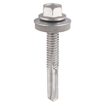 Timco Self-Drilling Heavy Section Screws Exterior Silver with EPDM Washer - 5.5 x 38 (100 Bag)