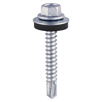 Timco Self-Drilling Light Section Silver Screws with EPDM Washer - 5.5 x 32 (100 Bag)