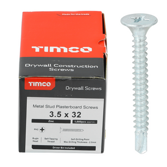 Timco Silver Drywall Bugle Head Screws (Self Drilling) - 3.5 x 32mm (1000 Pack) (00032PSDD)