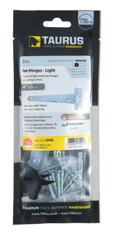 Taurus Light Tee Hinge Pair 150mm (6") Zinc Plated - Pre-Packed